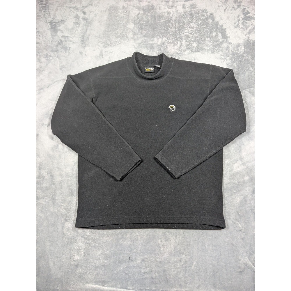 Mountain Hardwear Pullover Mens Medium Black Fleece Mock Neck Hiking Top